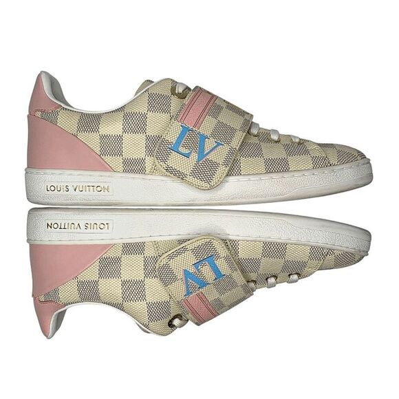 Louis Vuitton Damier Azul Summer Trunks Frontrow Sneakers EU 38.5 Velcro Shoes - Picture 5 of 10